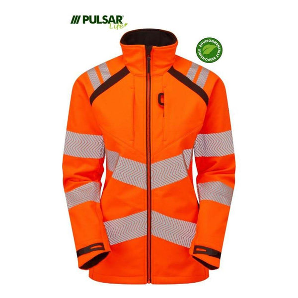 PULSAR® LIFE LFE966 GRS Women's Waterproof Hi-Vis Softshell Jacket Orange