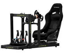 CAMMUS SS8 Cockpit Sim Racing Simulator Cockpit Frame & Bucket Seat Black Aluminium Car Driving Gaming Chair Seat Bracket Screen Steering Wheel Stand