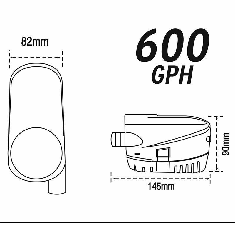 Submersible 24V Automatic Bilge Pump 2,270 L/h (600 GPH) | 4Boats