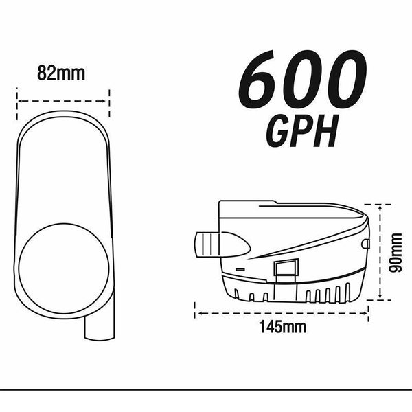 Submersible 24V Automatic Bilge Pump 2,270 L/h (600 GPH) | 4Boats