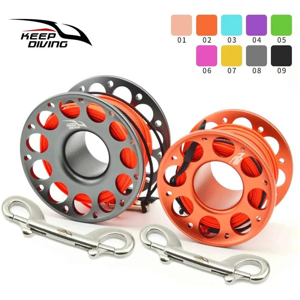 Diving Aluminium Spool - 15/30m - Multiple Color Options