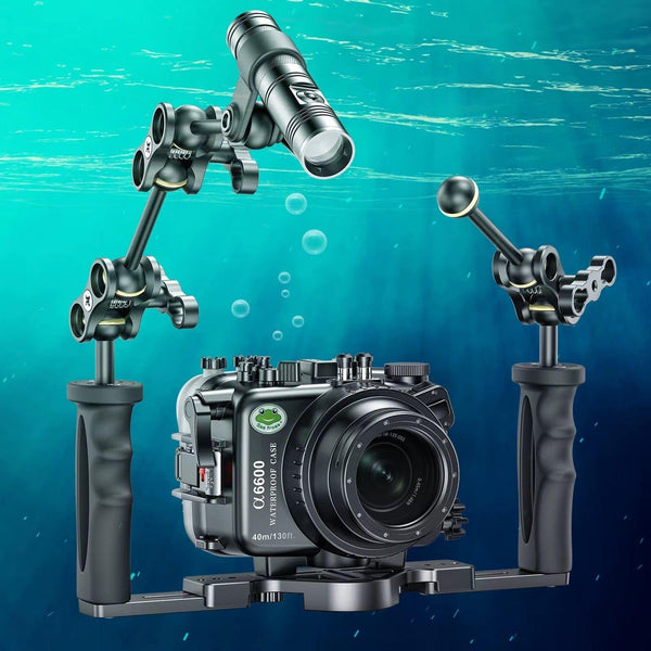 Seafrogs 3.5''-16'' Double Ball Arm Aluminum Alloy Joint Ball Arm Torch Flashlight Holder Connector for Dive Underwater Housing