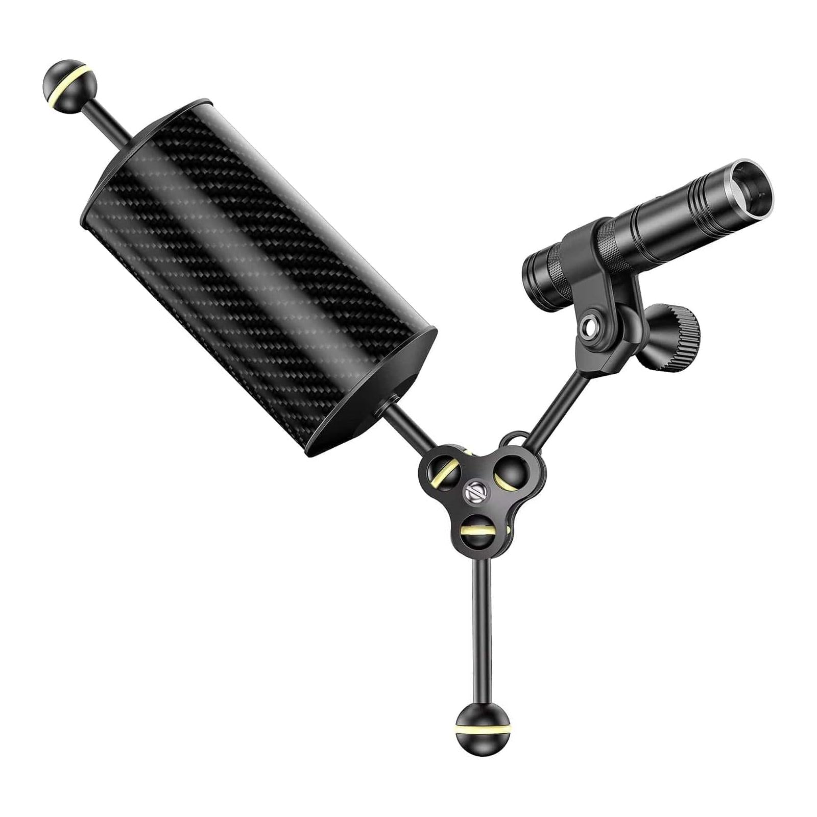 Seafrogs 3.5''-16'' Double Ball Arm Aluminum Alloy Joint Ball Arm Torch Flashlight Holder Connector for Dive Underwater Housing