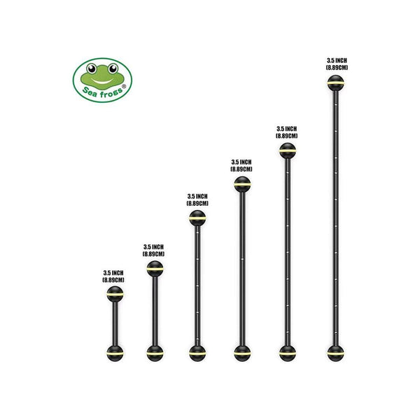 Seafrogs 3.5''-16'' Double Ball Arm Aluminum Alloy Joint Ball Arm Torch Flashlight Holder Connector for Dive Underwater Housing