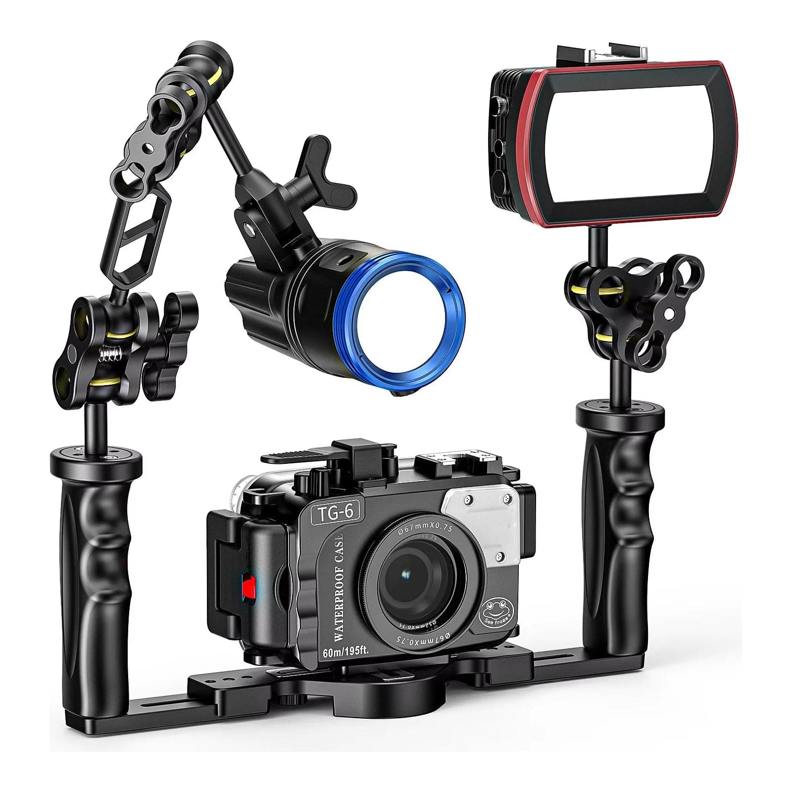Seafrogs Essential Diving Photography Equipment Dual Ball Joint Arm Lighting System Combination Accessory Anlge Adjustable