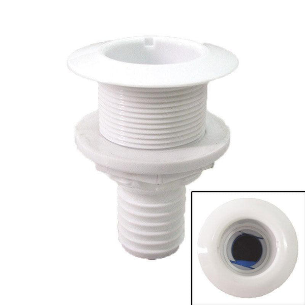 Thru-Hull Flanged Fitting – 1" (25 mm Hose), 81 mm Length, White | Marine Grade PP