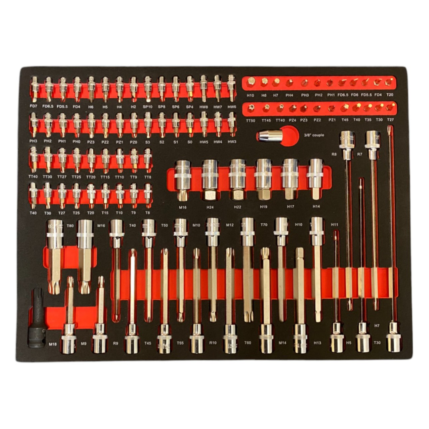 BRUNEL Tool 7 Drawer Caster Mounted Roller Tool Chest Cabinet with 6 Fully Stocked Drawers - 249 Pieces - Orange