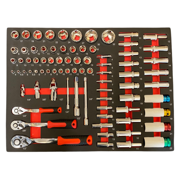 BRUNEL Tools 7 Drawer Caster Mounted Roller Tool Chest Cabinet with 6 Fully Stocked Drawers - 249 Pieces - Grey