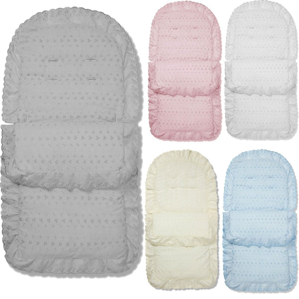 Universal Broderie Anglaise Pushchair Footmuff / Cosy Toes - Fits All Pushchairs / Prams And Buggies