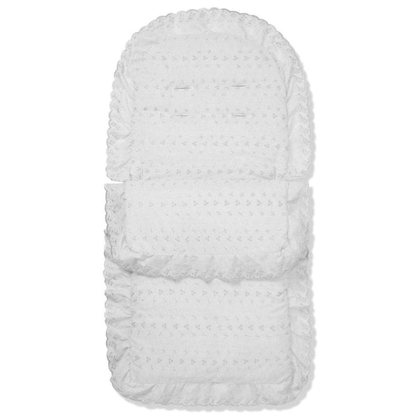 Universal Broderie Anglaise Pushchair Footmuff / Cosy Toes - Fits All Pushchairs / Prams And Buggies