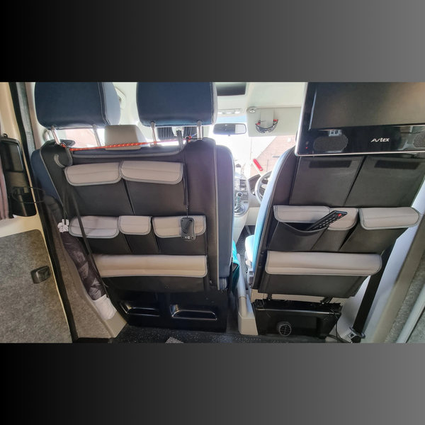 For VW T5 T5.1 Transporter Campervan Leatherette Back Seat Organiser Single + Double