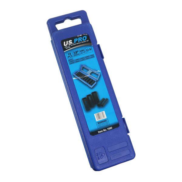 US PRO 10 Piece 3/8" Dr Deep Impact Metric Socket Set 10 - 24mm 1680