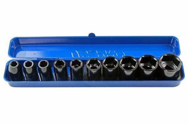 US PRO 10PC 1/2" DR Shallow Impact Metric Socket Set 9 - 27mm 1396