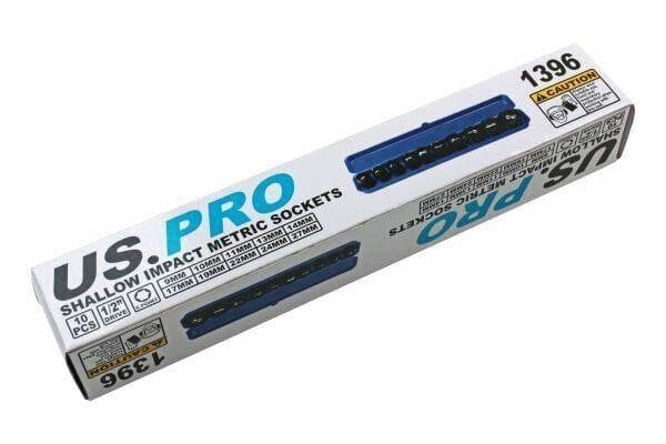 US PRO 10PC 1/2" DR Shallow Impact Metric Socket Set 9 - 27mm 1396