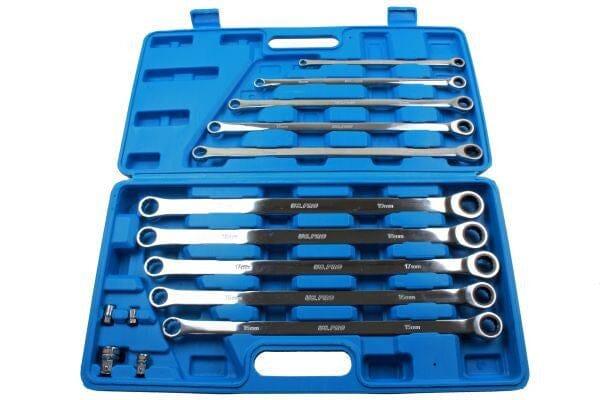 US PRO 10pc Extra Long Double Ring Single Gear Ratchet Spanner Wrench Set 8 - 19mm 3224