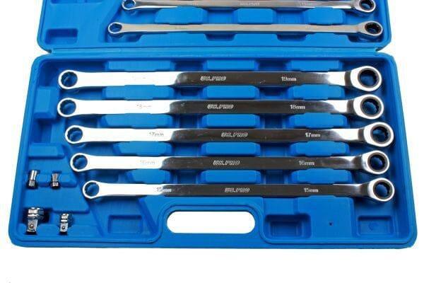 US PRO 10pc Extra Long Double Ring Single Gear Ratchet Spanner Wrench Set 8 - 19mm 3224