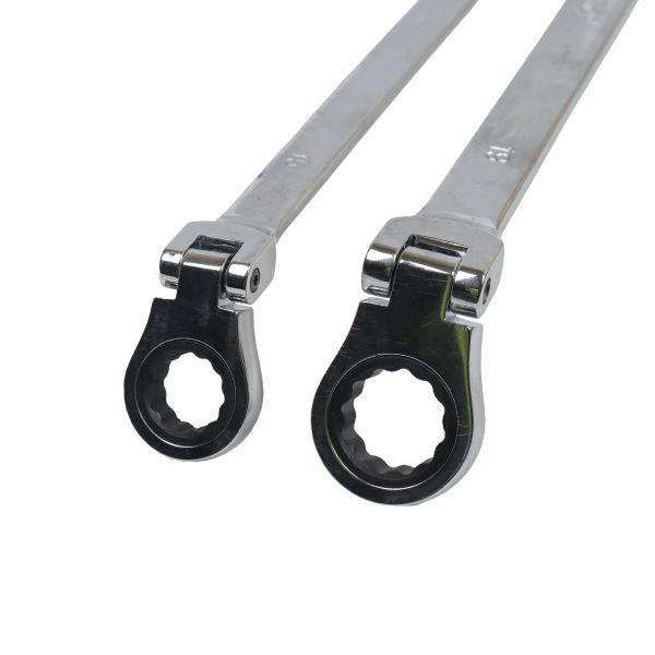 US PRO 10pc Long Double Flexi Head Ratchet Spanner Wrench Set 8-19mm 2218