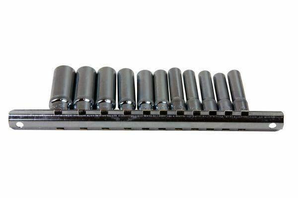 US PRO 11pc 1/4" Dr 4 -13mm Deep Sockets Single Hex 6 Point On Rail 3240