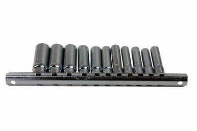 US PRO 11pc 1/4" Dr 4 -13mm Deep Sockets Single Hex 6 Point On Rail 3240