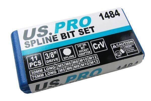 US PRO 11pc 3/8dr Spline Bit Socket Set M5, 6, 8, 10, 12   1484