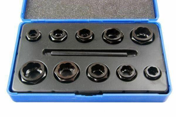US PRO 11pc Bolt Stud Extractor Set Damaged Heads, Nut Style Sockets 2648