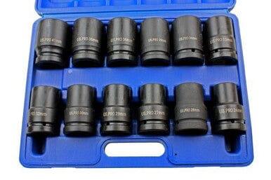 US PRO 12pc 1" dr 6pt Metric Deep Impact Sockets Set 24 - 41mm 2096