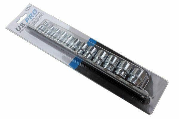 US PRO 12pc 3/8"dr Shallow SAE Sockets 12 Point On Rail 1/4" to 7/8" 1391