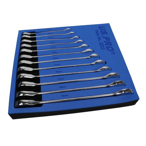US PRO 12pc Metric Gear Ratchet Combination Spanner Wrench Set 8-19mm 2233