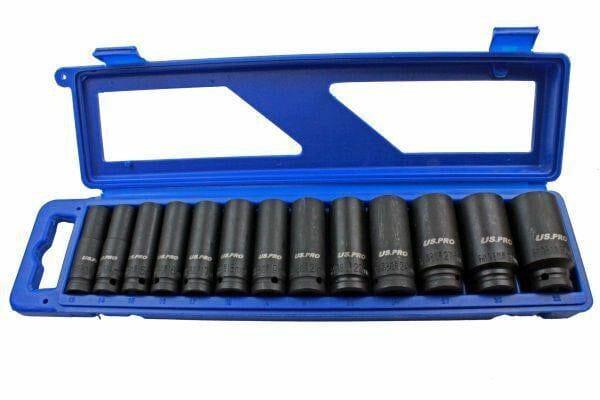 US PRO 13pc 1/2 Dr 12pt Deep Impact Sockets Metric 13 - 32mm 1683