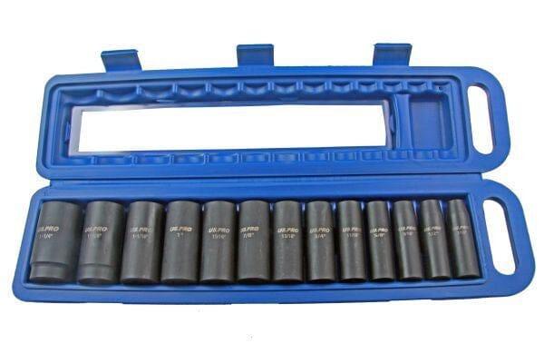 US PRO 13pc 1/2 dr Deep Impact Sockets SAE AF Imperial 12 point Bi-Hex 1485