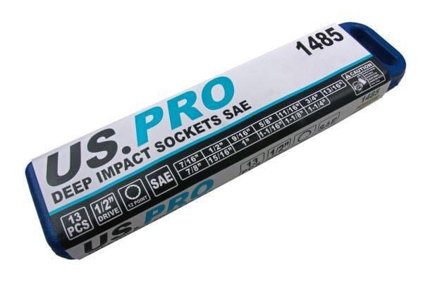 US PRO 13pc 1/2 dr Deep Impact Sockets SAE AF Imperial 12 point Bi-Hex 1485