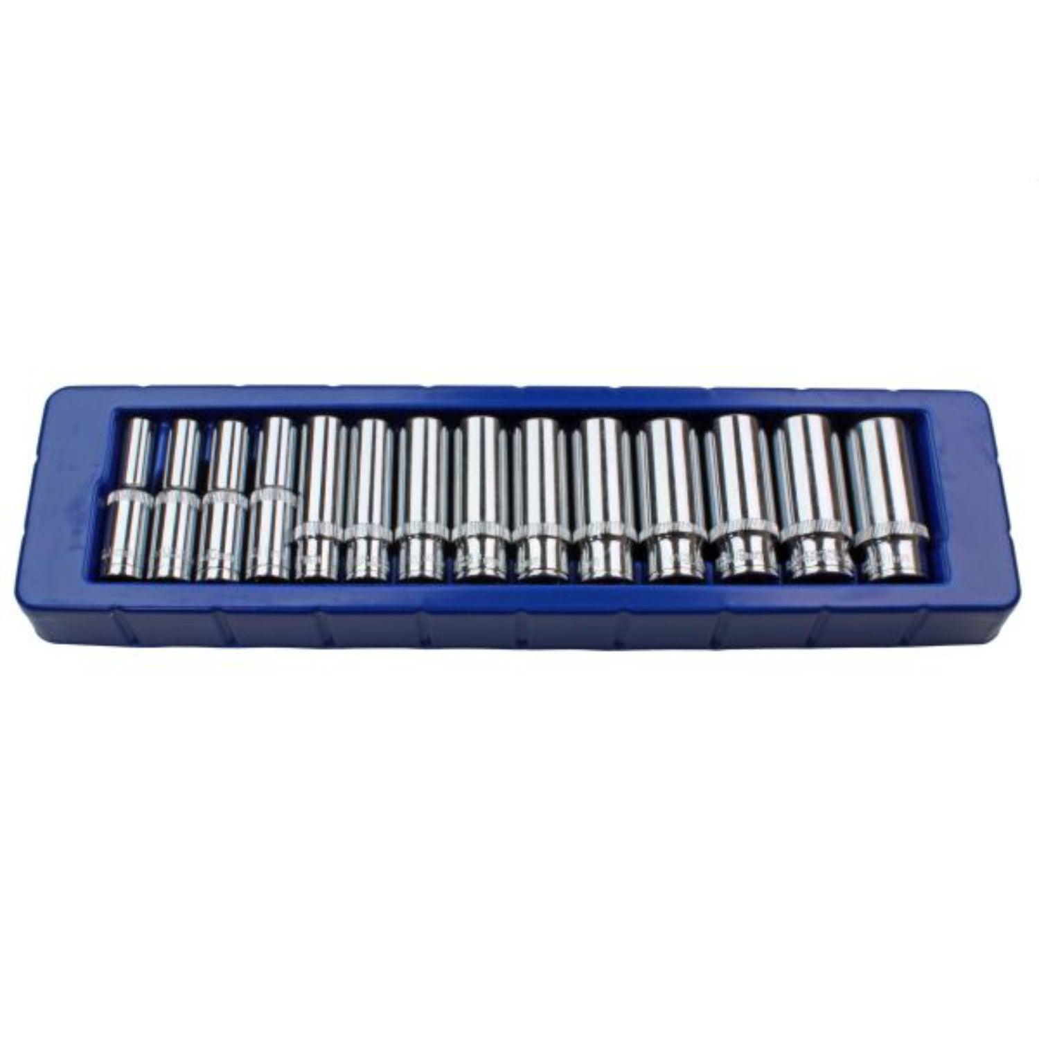 US PRO 14 Piece 3/8" Dr 6 Point Deep Metric Socket Set 8mm - 21mm 1389
