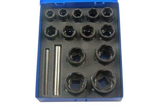 US PRO 15 Piece Bolt Nut Extractor Twist Set  3/8'' & 1/2'' Drive 2606