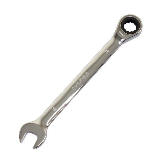 US PRO 15mm Ratchet Spanner Wrench 72 Teeth Open & Ring End Wrench 3576