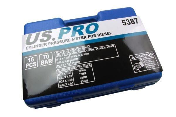 US PRO 16pc Diesel Engine Cylinder Pressure Compression Tester Set 5387
