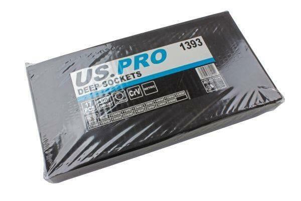 US PRO 17pc 3/8 dr Deep Sockets 12 point 8 - 24mm 1393