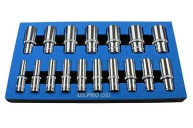 US PRO 17pc 3/8 dr Deep Sockets 12 point 8 - 24mm 1393