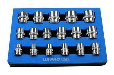 US PRO 17pc 3/8 Dr Shallow Sockets 12 Point 8 - 24mm 3248