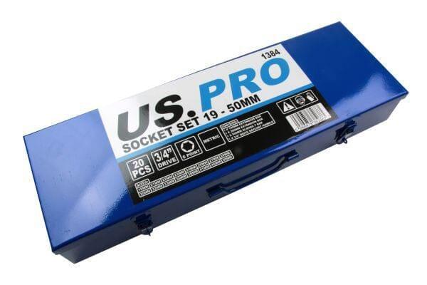 US PRO 20PC 3/4" DR 6PT Metric  Socket Set 19 - 50MM 1384