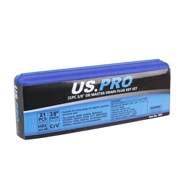 US PRO 21pc 3/8 DR MASTER DRAIN PLUG KEY SET B3007