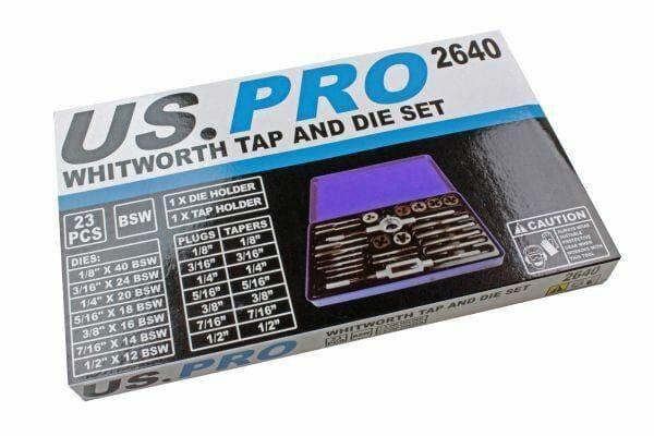 US PRO 23pc WHITWORTH Tap And Die Set 2640