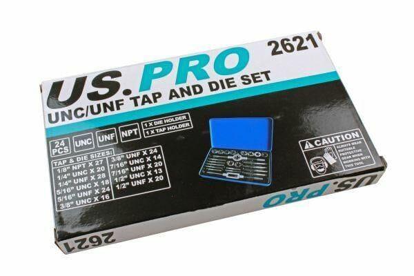 US PRO 24PC UNC/UNF Tap And Die Set 2621
