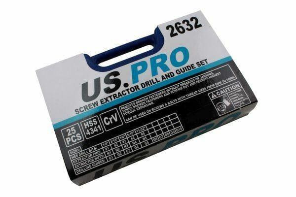 US PRO 25PC Screw Extractor Drill & Guide Set 2632