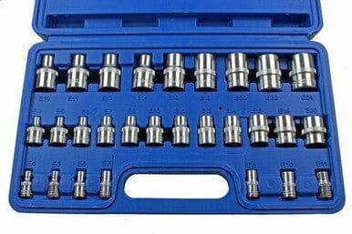 US PRO 28pc 1/4" 3/8" 1/2" E-Torx Star Socket Set E4 - E24 3254