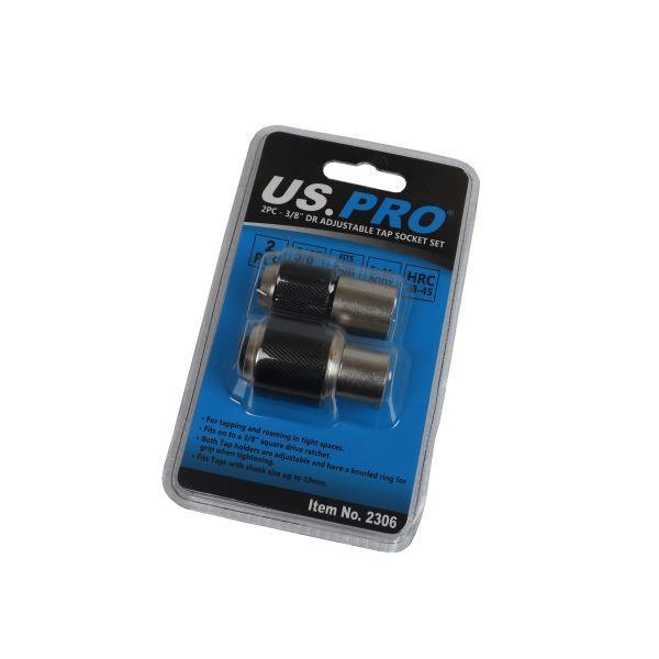 US PRO 2pc Adjustable Thread Tap Socket Set For Accurate Tapping and Reaming 2306