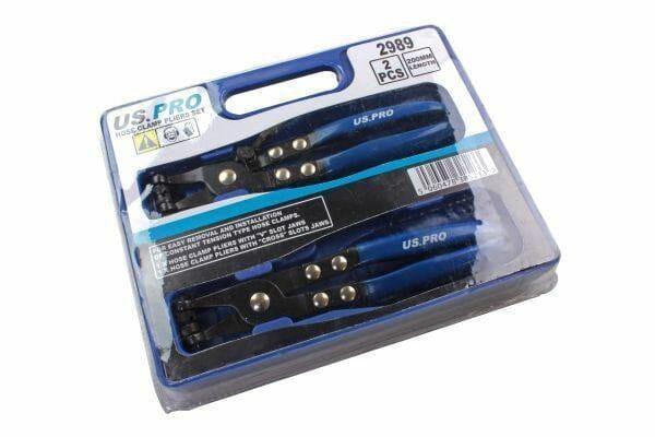 US PRO 2PC Hose Clamp Pliers Set V & Cross Slot Jaws Clip Oil Pipe Engine Pliers 2989