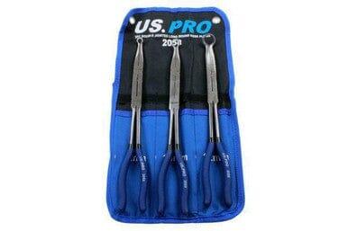 US PRO 3 Piece Double Jointed Long Round Nose Pliers 8mm - 22mm 2058