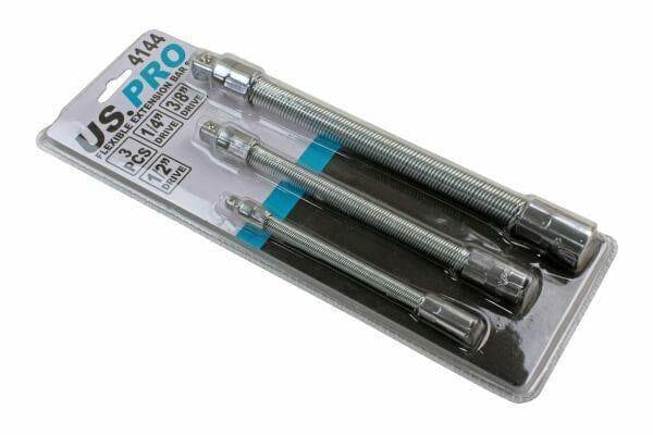 US PRO 3 Piece Flexible Extension Bar Adaptor Set - 1/4" 3/8" 1/2" Drives 4144