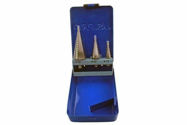 US PRO 3 Piece HSS Step Drill Bit Set 4mm to 32mm Cone Cutters Hole Saw 2604