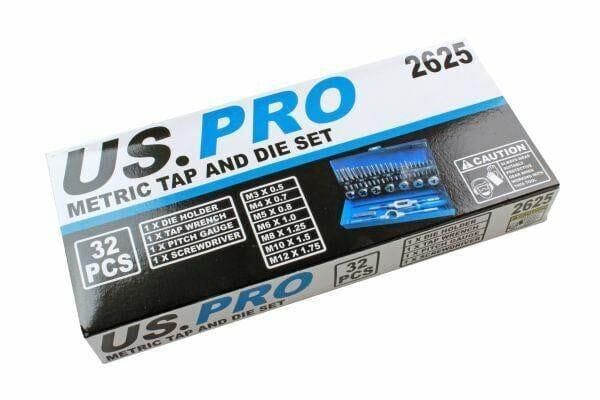 US PRO 32 Piece Metric Tap And Die Set M3-M12 2625